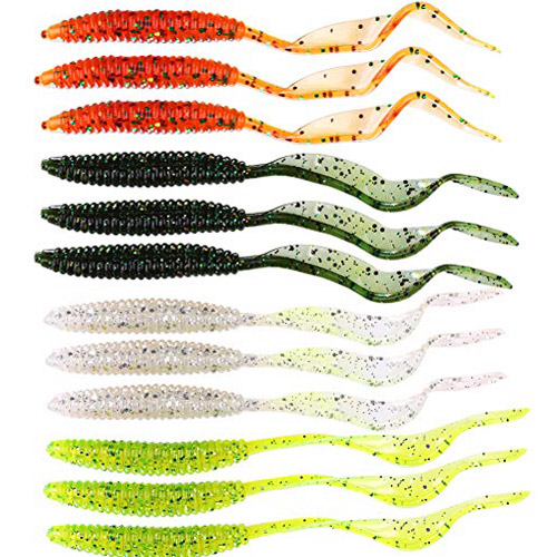 Sougayilang 12PCS Grub Fishing Lures for Bass