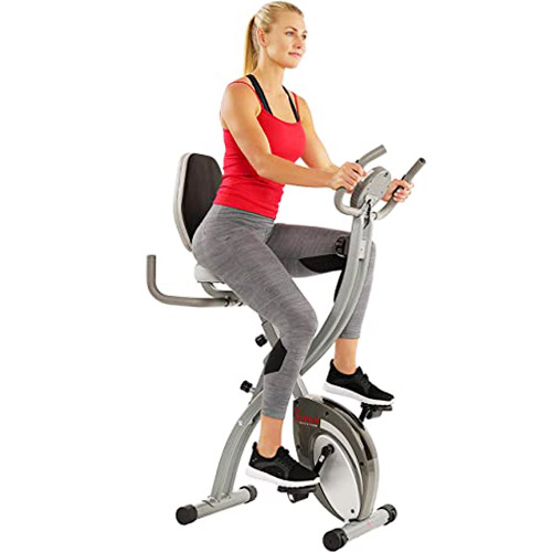 Sunny Health & Fitness Comfort XL Ultra Cushioned Seat Folding Exercise Bike
